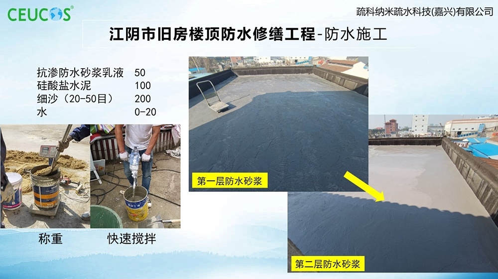 Mortar quick-drying waterproof emulsion- Waterproof repair project of the old house roof in Jiangyin City